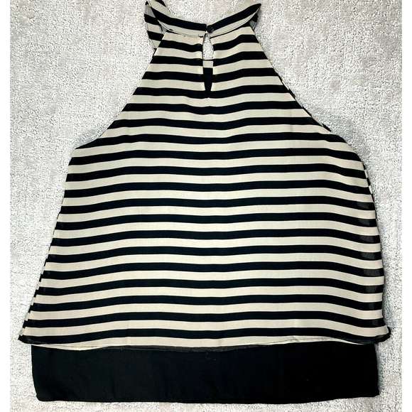 Monteau Women's Striped Black and Beige Layered Tank Top Blouse, Size Sm… - Picture 7 of 7